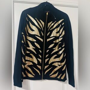 Chic Black and Gold Women's Cardigan